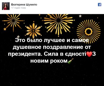 Катерина Шумило, скріншот: Facebook