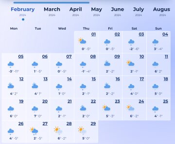 Погода на лютий / фото: скріншот Wisemeteo