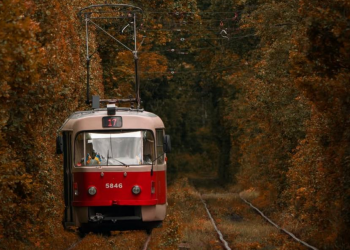 Трамвай, осень, фото из соцсетей