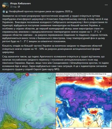 Публікація Ігоря Кибальчича, скріншот: Facebook