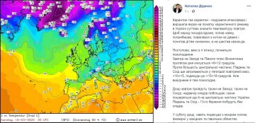 Погода в Україні, фото: скріншот Наталка Діденко Facebook