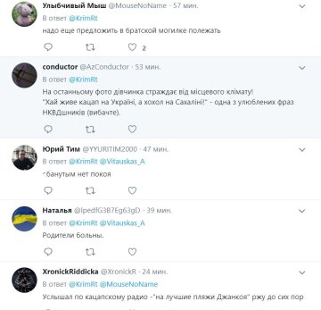 Коментарі під постом RoksolanaToday&Крым25%, Twitter