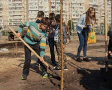 День учителя в Киеве: дети пришли с лопатами и без подарков, перекопали всю территорию школы