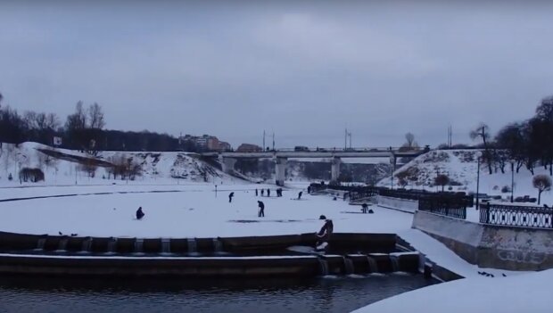 зимняя речка, скриншот с видео