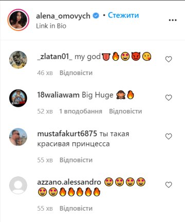 Комментарии под постом Елены Омович, instagram.com/alena_omovych