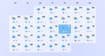 Погода на січень-2025, скріншот: wisemeteo