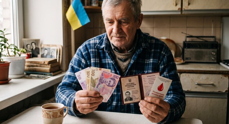 пенсіонер гривні донорство доплата