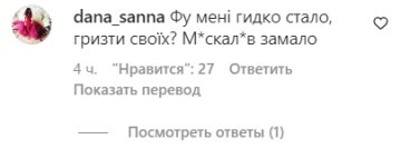 Коментарі до публікації, скріншот: Instagram