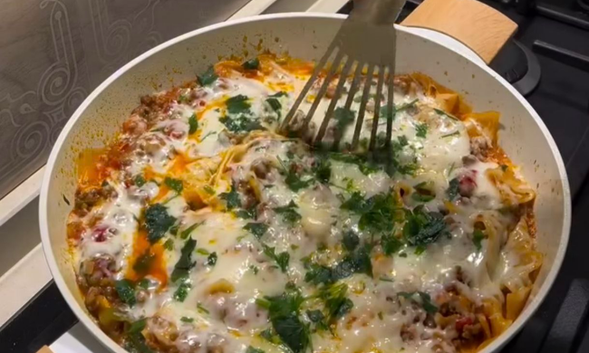 Лазанья на сковороді: скрін рецепту