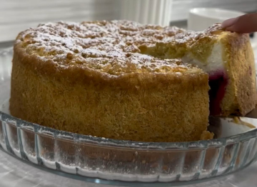 Вишневый пирог с кремом-суфле: фото скрин рецепта