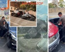 Tesla після зіткнення з маршруткою на Успенській площі в Дніпрі