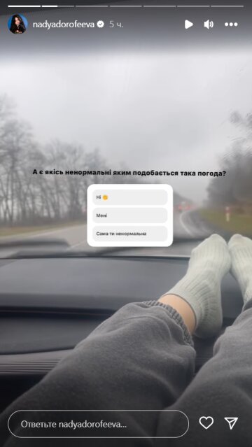 Stories Нади Дорофеевой, скриншот: Instagram