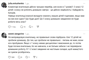Комментарии под сообщением о сообщении учительницы: фото Treads