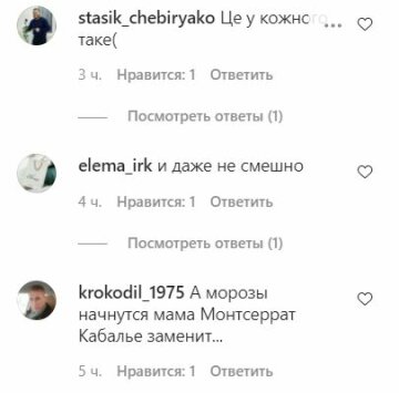 Комментарии к публикации, скриншот: Instagram