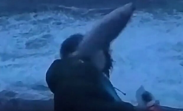 Репортер під час роботи отримав потужний удар рибою в обличчя: потім ледь не змило у море
