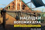 Последствия обстрела Днепропетровщины 29 августа 2026