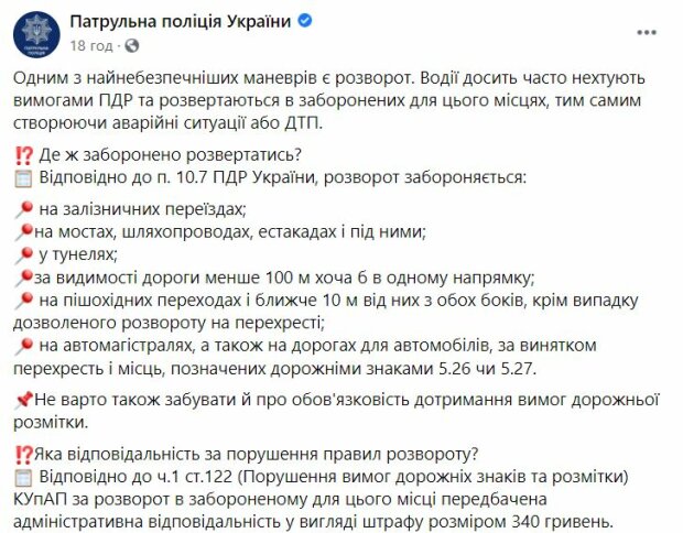 Публікація патрульної поліції України, скріншот: Facebook