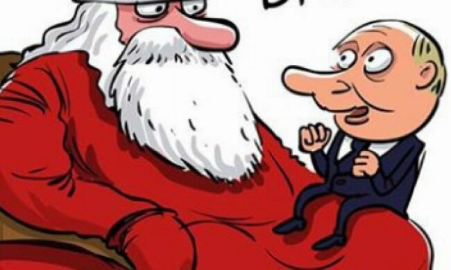 Путин загадал желание у Санты на коленях 