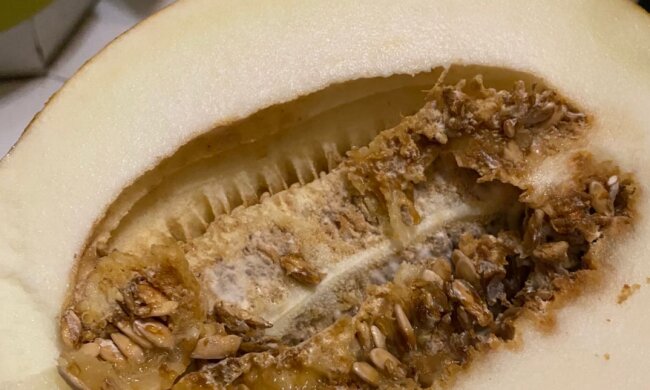 Зіпсована диня з Novus, фото: Телеграм / Народний ревізор