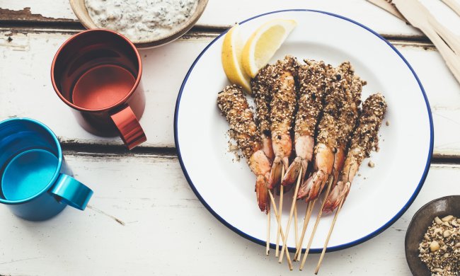 Рецепт смажених креветок з йогуртом і м'ятою