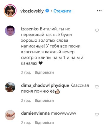 Комментарии, скриншот: instagram.com/vkozlovskiy