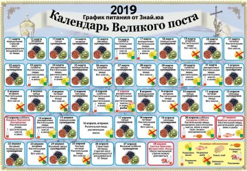 Календар Великого посту 2019