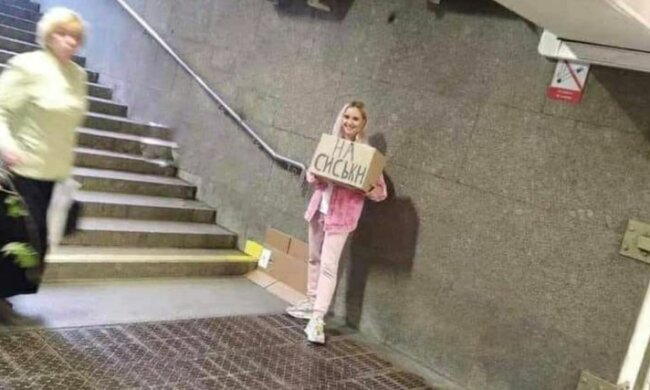 Девушка собирает деньги в переходе, фото: социальные сети