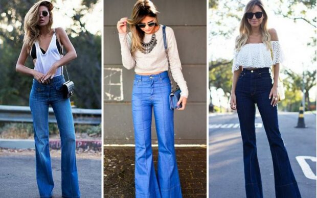 Снова модно: с чем носить джинсы-клеш
