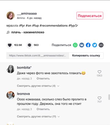 Скриншот комментариев, фото: TikTok