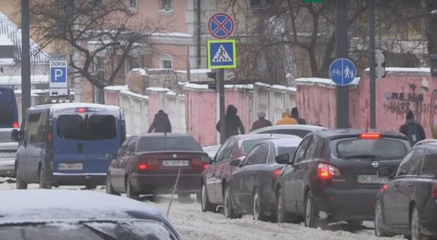 Снегопад во Львове, скриншот с видео