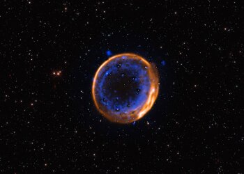 Залишок наднової SNR 0509-67.5, фото: ESO/P. Das et al. Background stars (Hubble): K. Noll et al