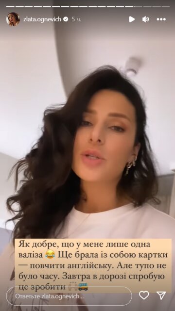 Stories Злати Огнєвіч, скріншот: Instagram