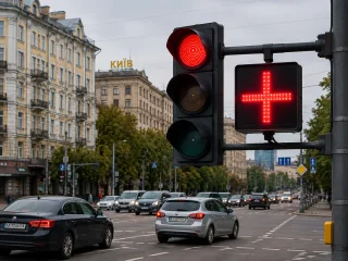 Новый сигнал светофора — красный крест