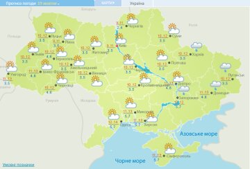 Прогноз погоды на 19 октября, скриншот: Укргидрометцентр