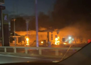 Наслідки атаки по АЗС в Києві, кадр з відео