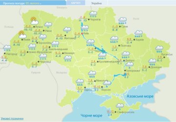 Погода на 1 февраля, изображение Украинский гидрометцентр