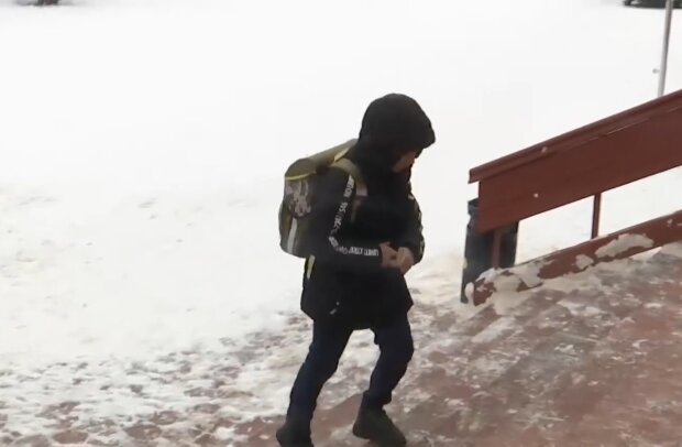 В Киеве коммунальщики отказались расчищать от снега дорогу к школе, скриншот с видео