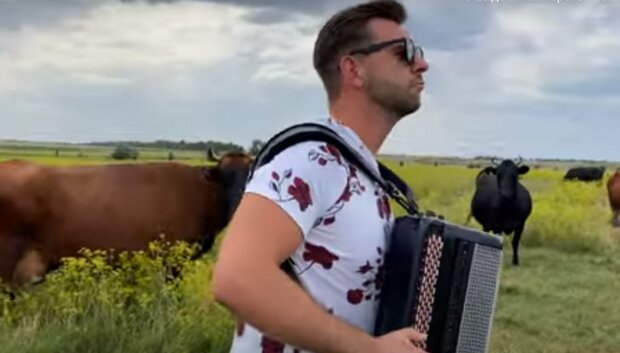 Запорожский музыкант сыграл коровам на аккордеоне - буренки танцуют танго