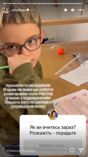 Stories Олі Цибульської, скріншот: Instagram