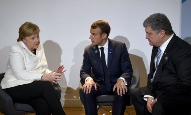 Меркель, Макрон и Порошенко