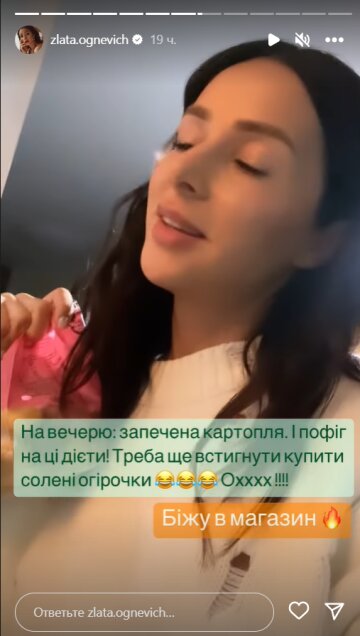 Stories Злати Огнєвіч, скріншот: Instagram