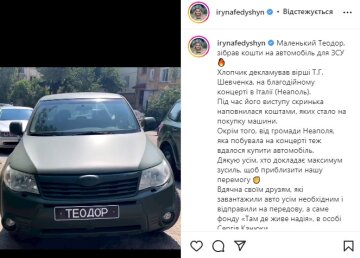 Пост Ирины Федышин. Фото: скриншот Instagram