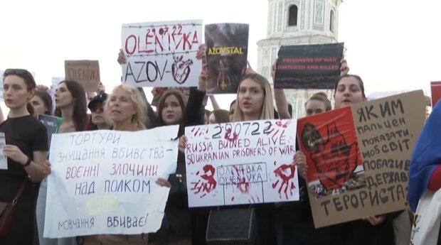 Митинг из-за теракта в Еленовке, скриншот: Youtube