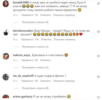 Коментарі до публікації, скріншот: Instagram