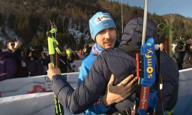 Опубликовано видео перемирия французского и российского биатлонистов