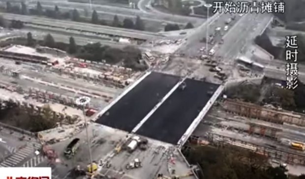 В Китае построили огромный автомобильный мост за 43 часа (видео)