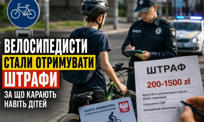Велосипедисти отримують штрафи за порушення ПДР в Україні