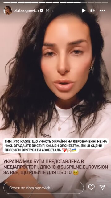 Stories Златы Огневич, скриншот: Instagram