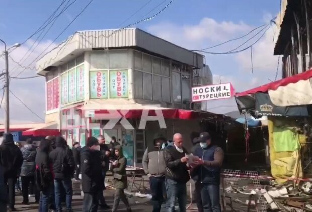 наслідки пожежі на ринку "Барабашово", скріншот з відео