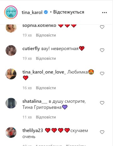 Коментарі, скріншот: instagram.com/tina_karol